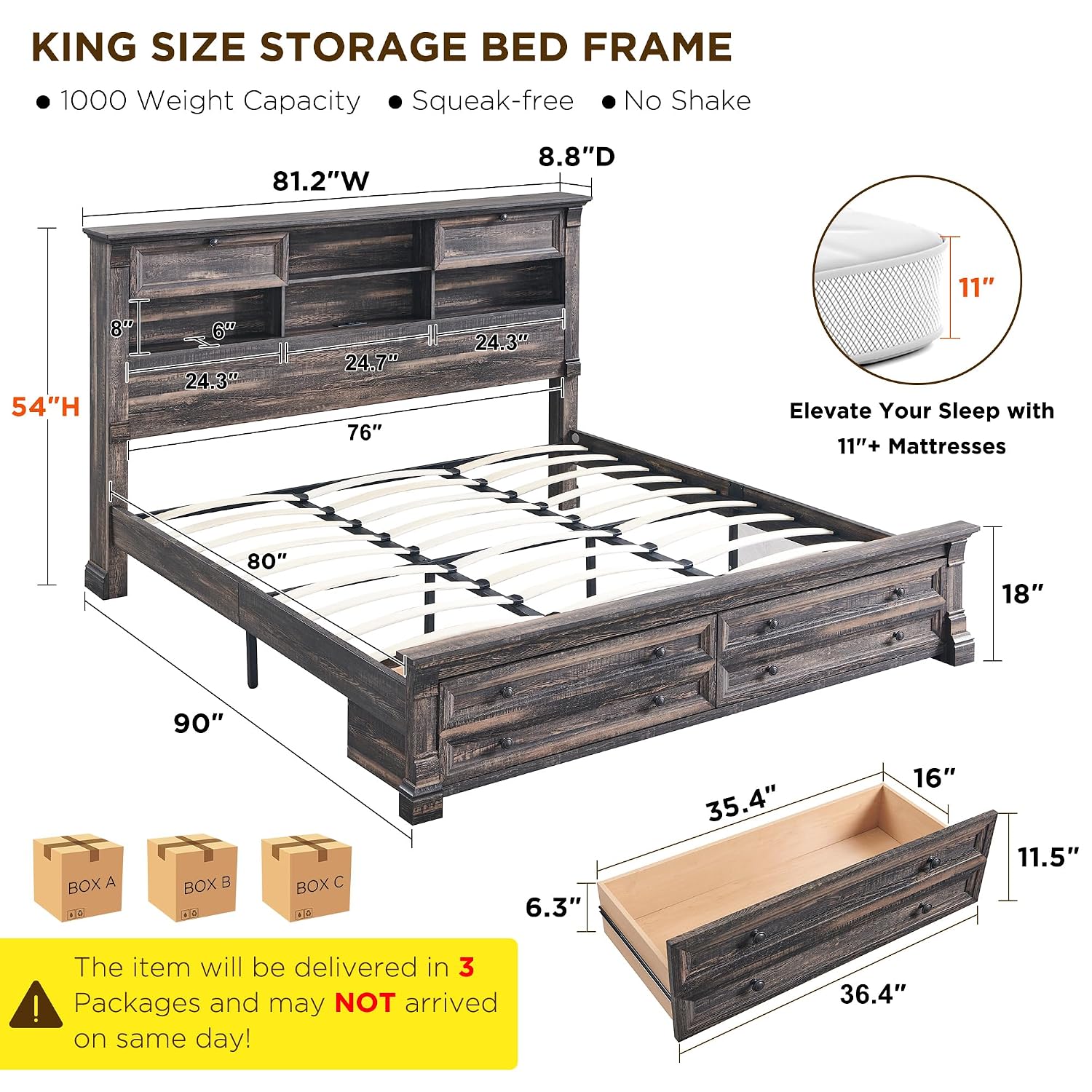King Size Bed Frame With Storage Drawers - King Size Bed Frame 54
