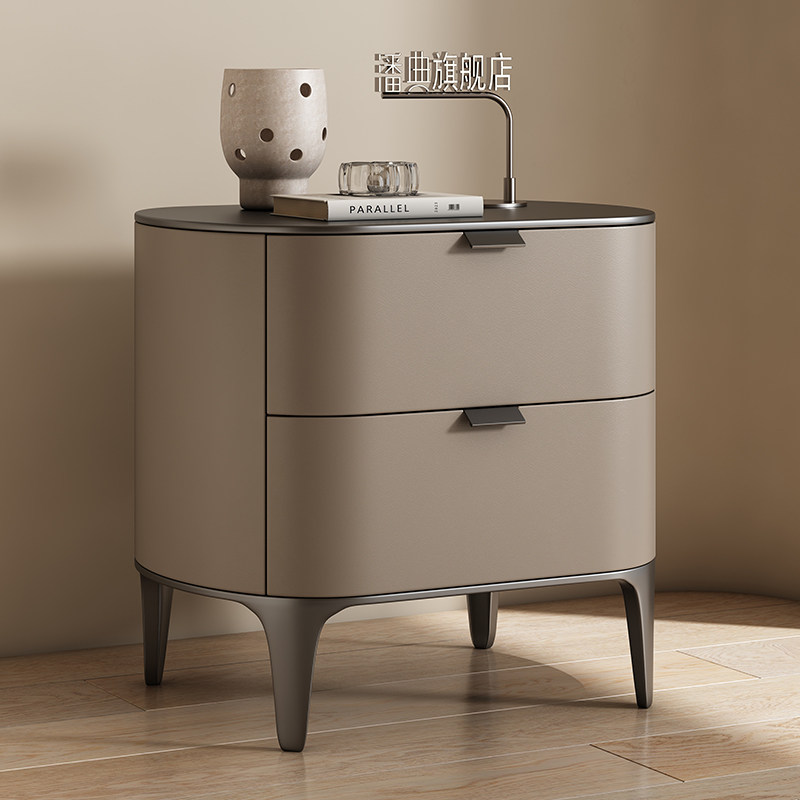 Solid Wood Nightstand 2 Drawers - Luxury Nightstands Microfiber Leather Furniture,Solid Wood,Modern