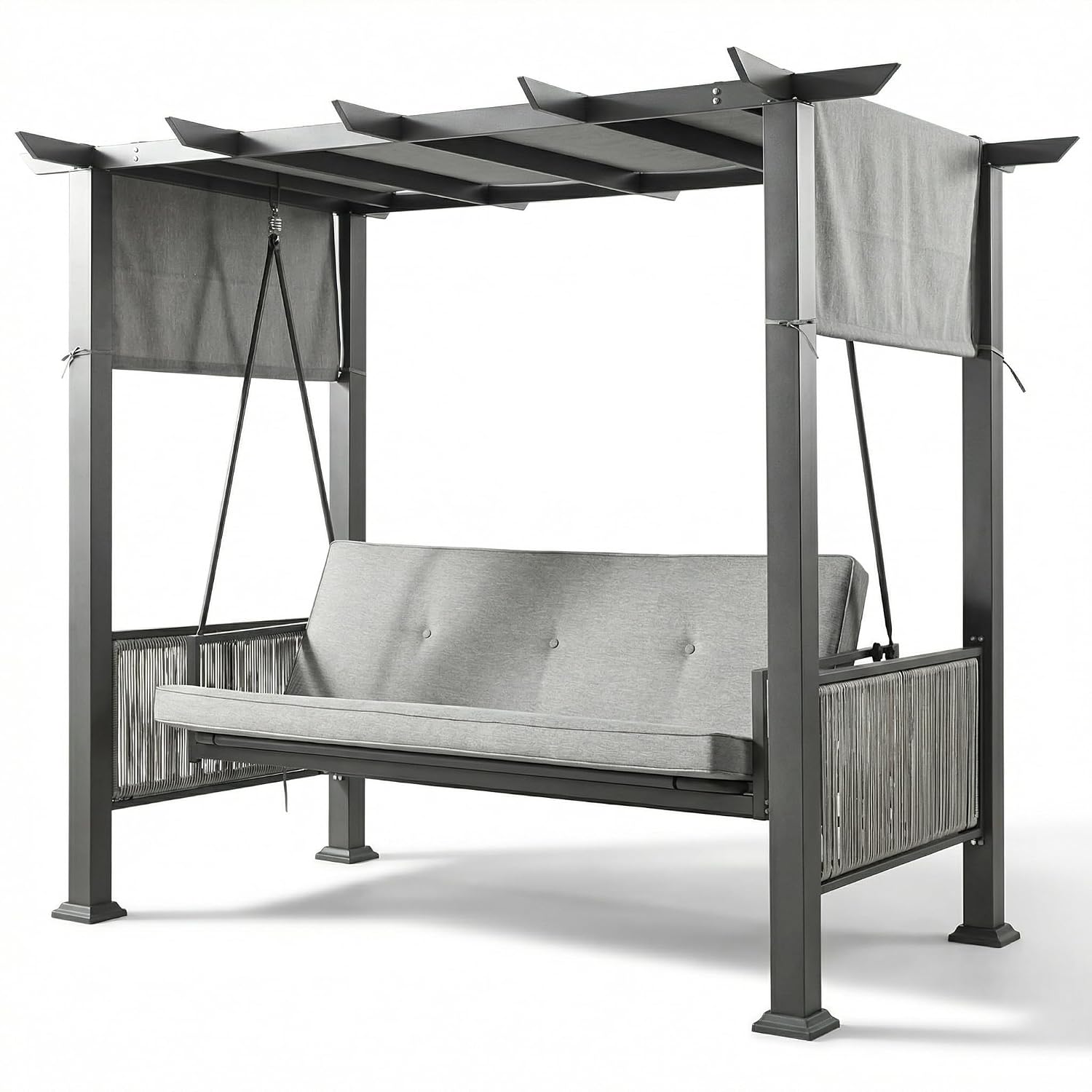 Outdoor Furniture - 2-in-1 Convertible Porch Swing Bed, 3-Seat